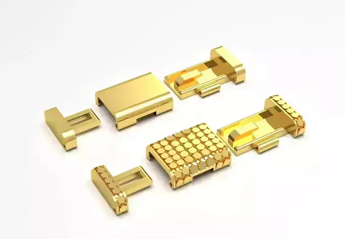 Simple gold box lock with three-pointed clasp model gl0013