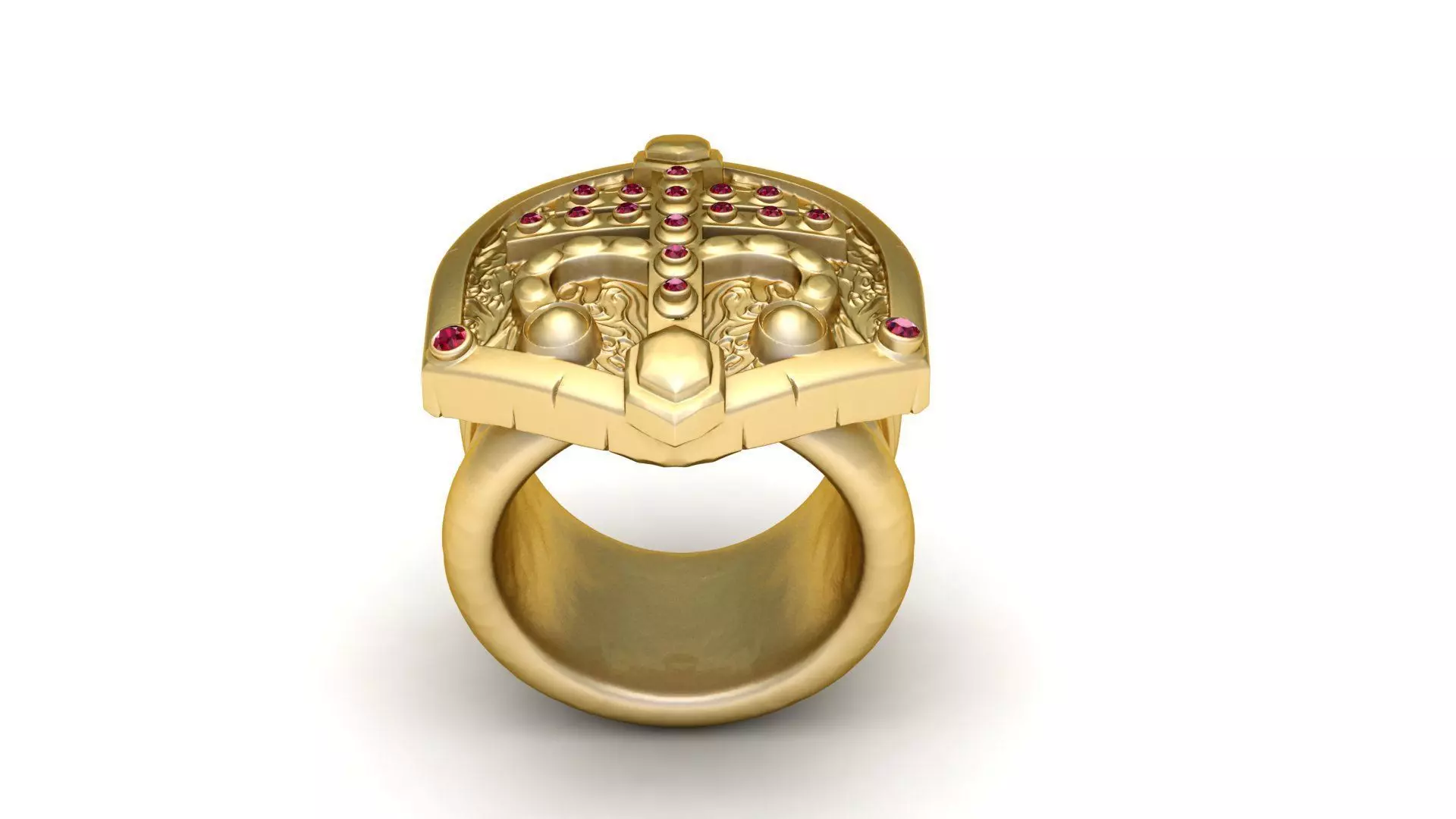 cross armored shield style gold ring 3D print model
