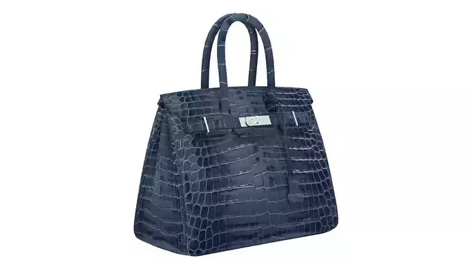 Birkin Porosus Crocodile Blue 3D Handbag Model Low-poly 3D model