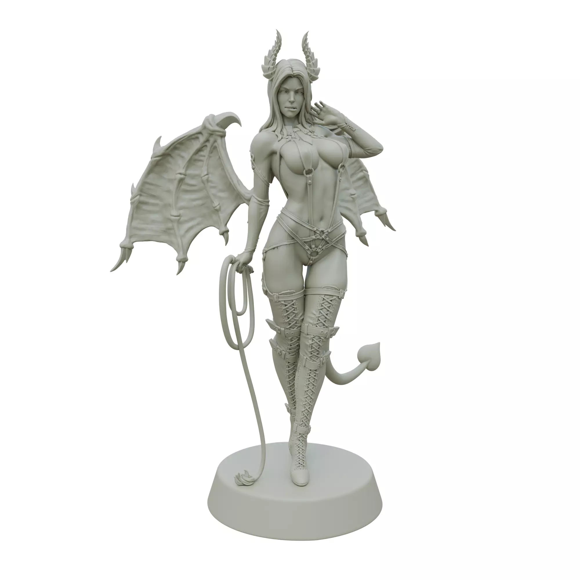 Sadistic Succubus Whip-Wielding Demon STL Printable Fantasy 3D print model_0
