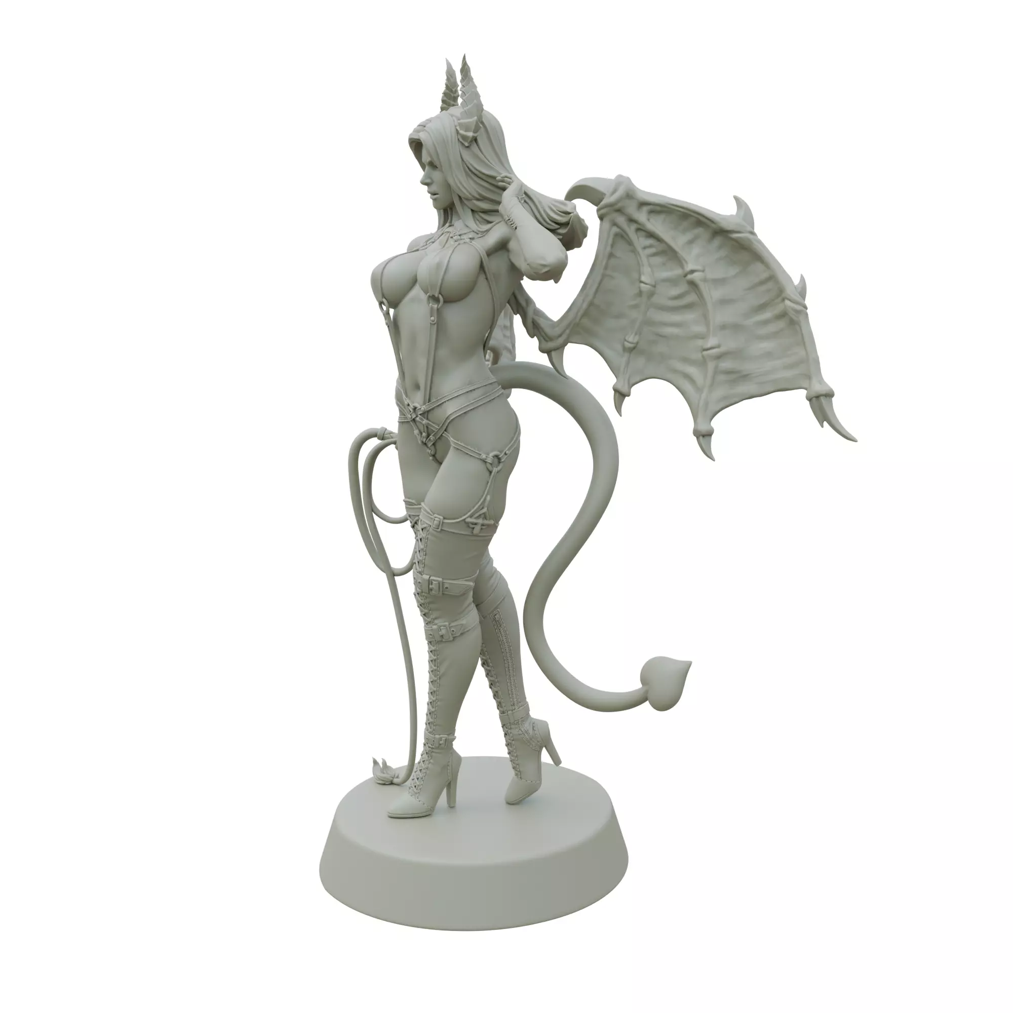 Sadistic Succubus Whip-Wielding Demon STL Printable Fantasy 3D print model_1
