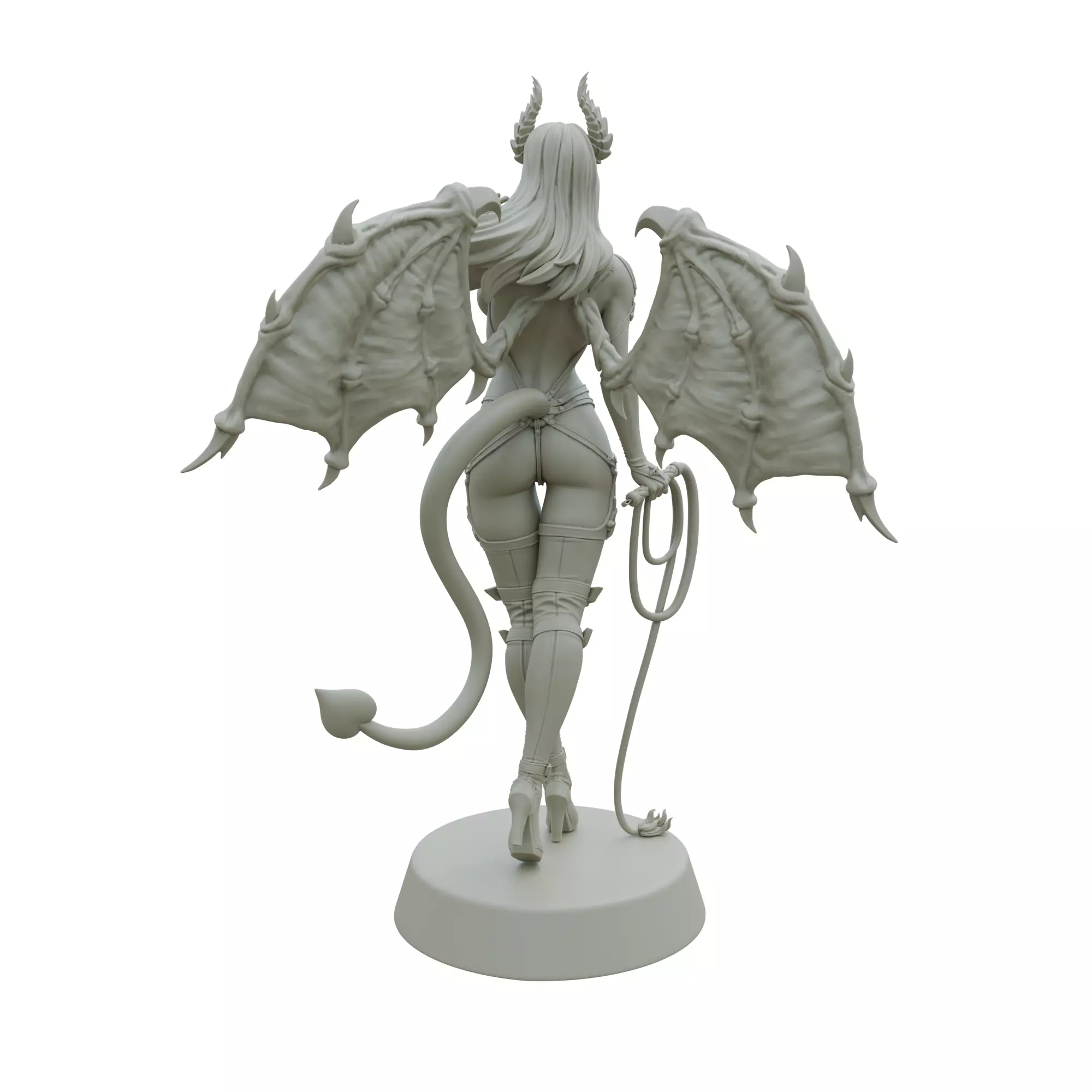 Sadistic Succubus Whip-Wielding Demon STL Printable Fantasy 3D print model_2