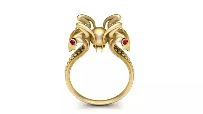 dual dragon serpent inspired gold ring design 3D print model