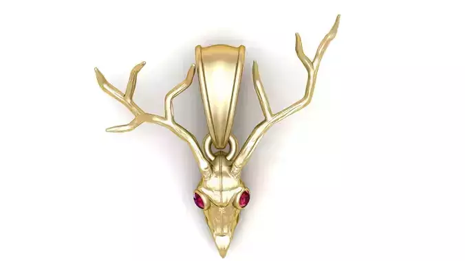  antlered deer skull pendant design