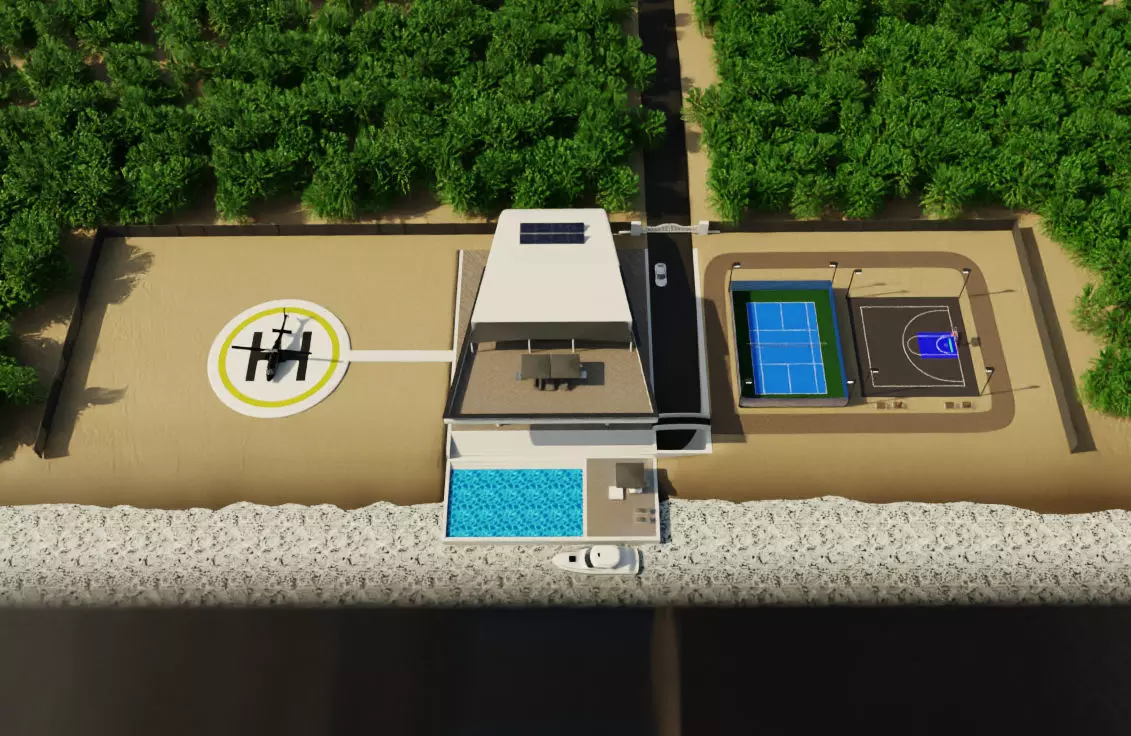 Modern Luxury Beach House with Sports Area 3D model_4