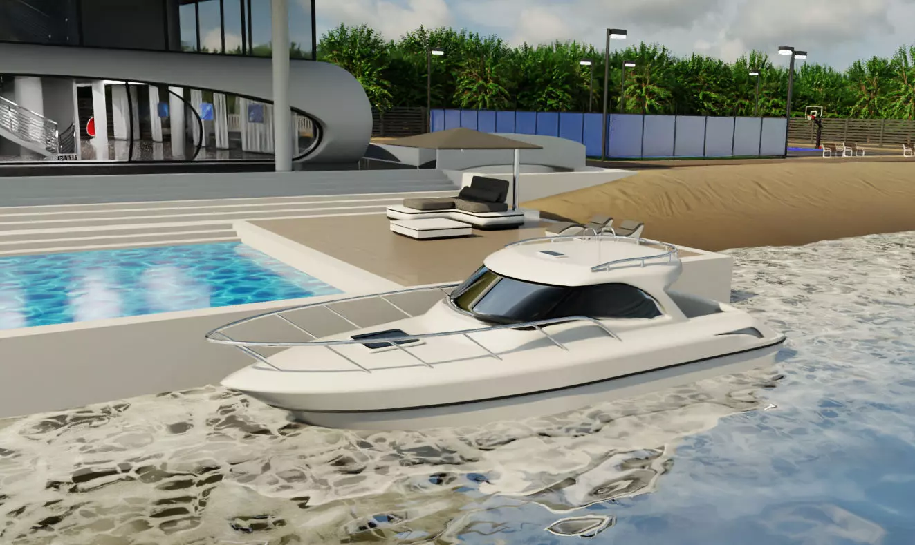 Modern Luxury Beach House with Sports Area 3D model_7