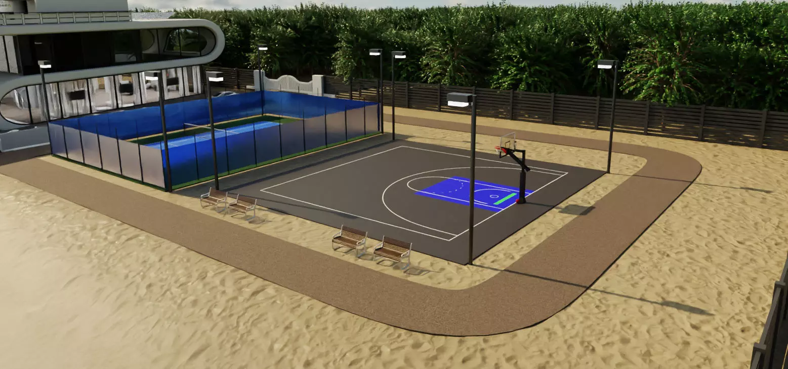 Modern Luxury Beach House with Sports Area 3D model_11