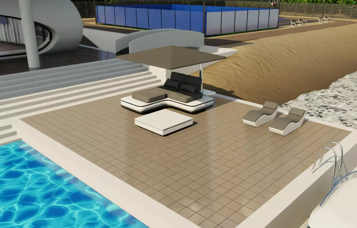 Modern Luxury Beach House with Sports Area 3D model_15