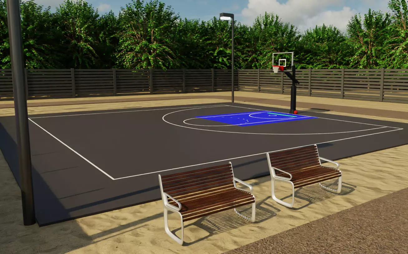 Modern Luxury Beach House with Sports Area 3D model_12