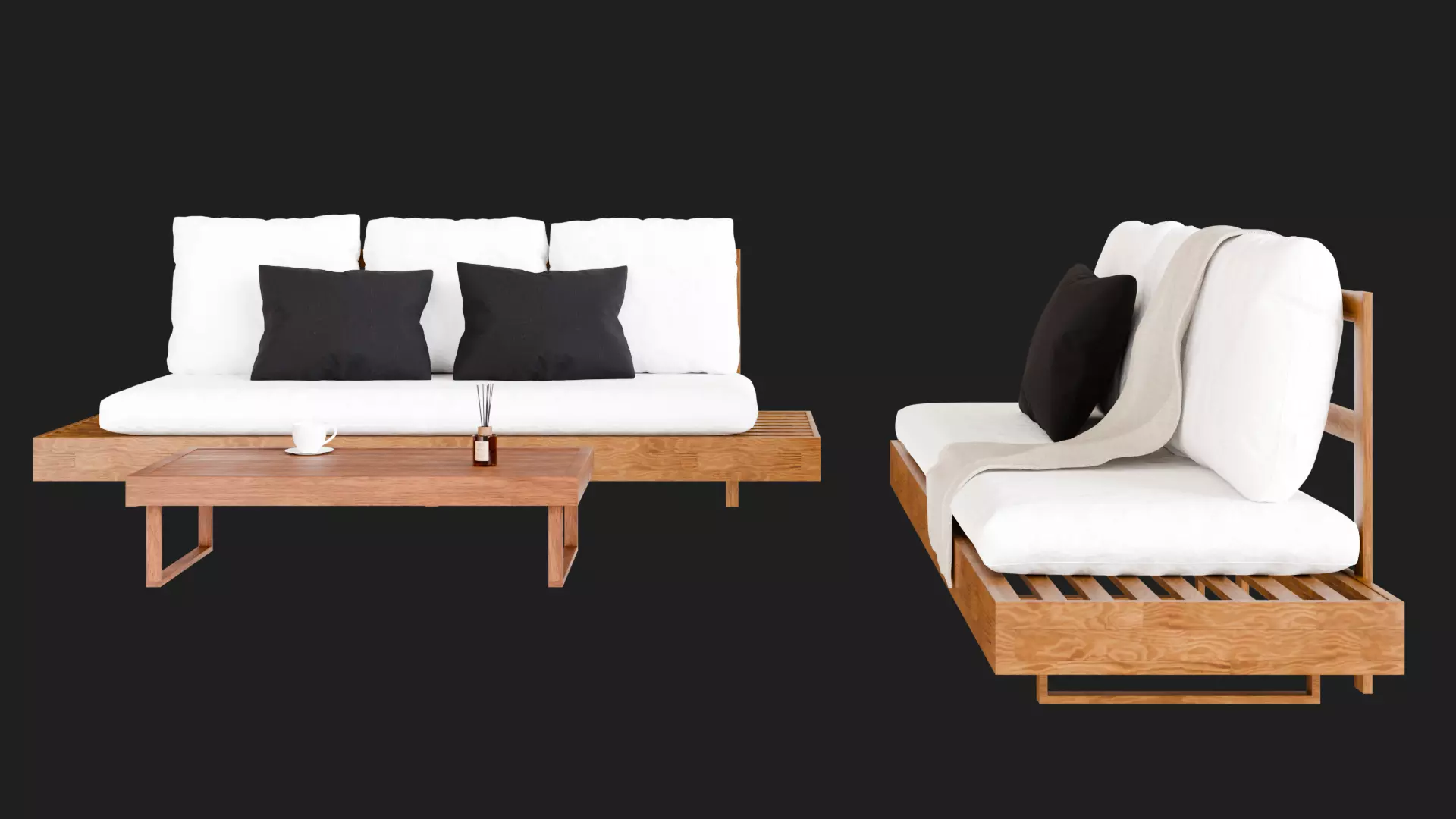 Modern Sofas And Coffee Table 3D model_1