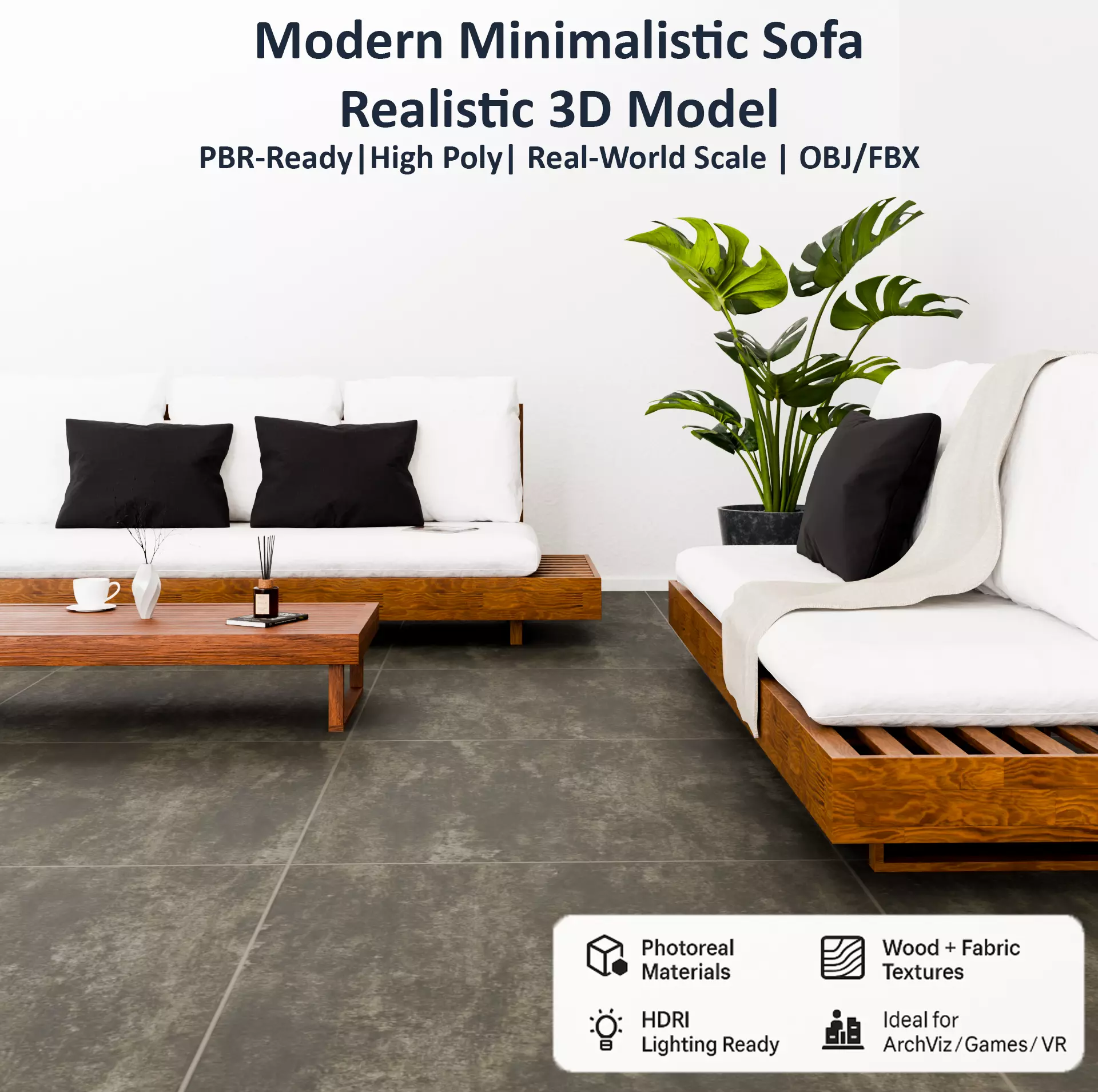 Modern Sofas And Coffee Table 3D model_0