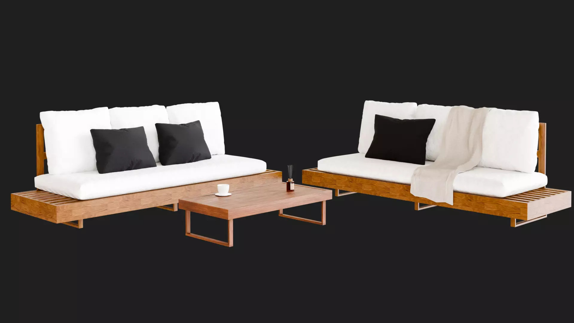 Modern Sofas And Coffee Table 3D model_2