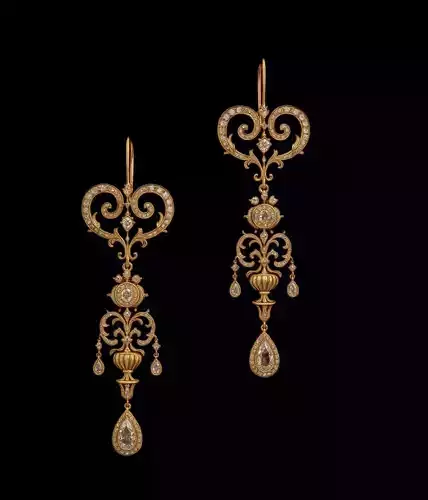 Classic filigree Earrings 3D model 