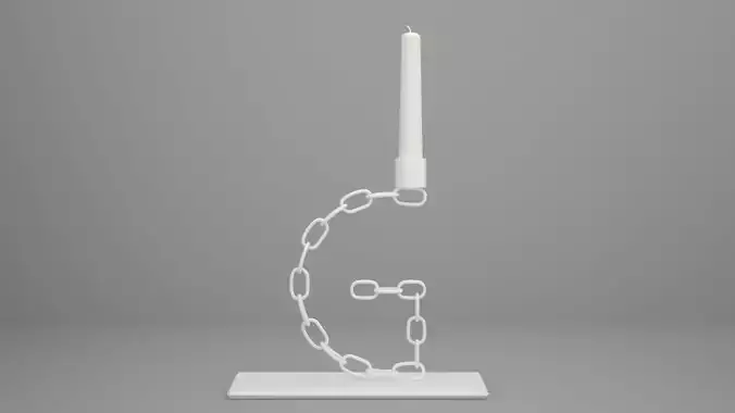 Alphabet Chain G Candleholder White Color