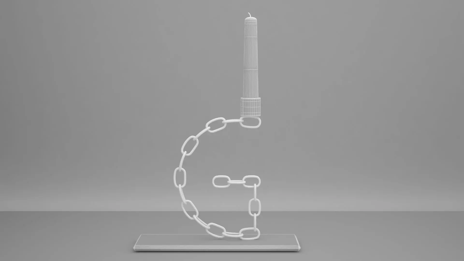 Alphabet Chain G Candleholder White Color 3D model_6