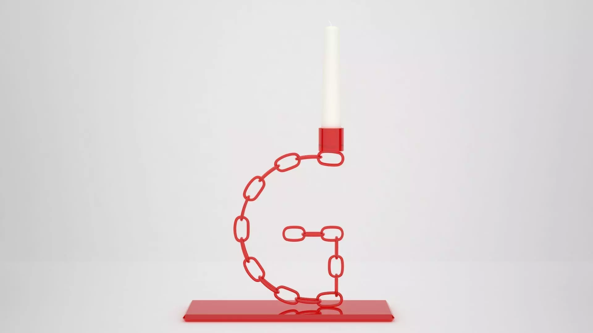 Alphabet Chain G Candleholder Red Glass Color 3D model_0