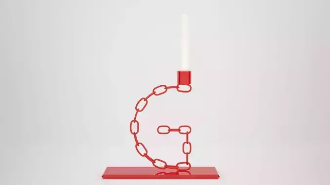 Alphabet Chain G Candleholder Red Glass Color