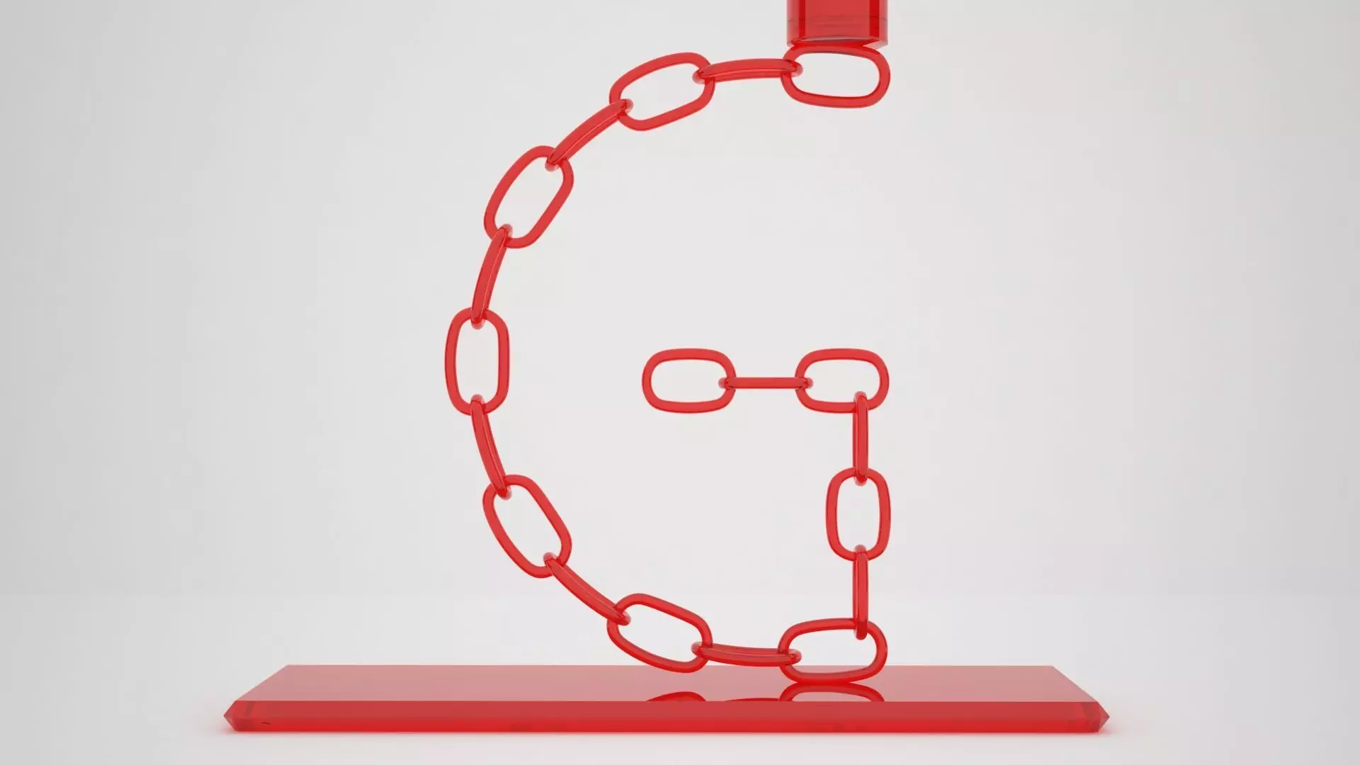 Alphabet Chain G Candleholder Red Glass Color 3D model_4