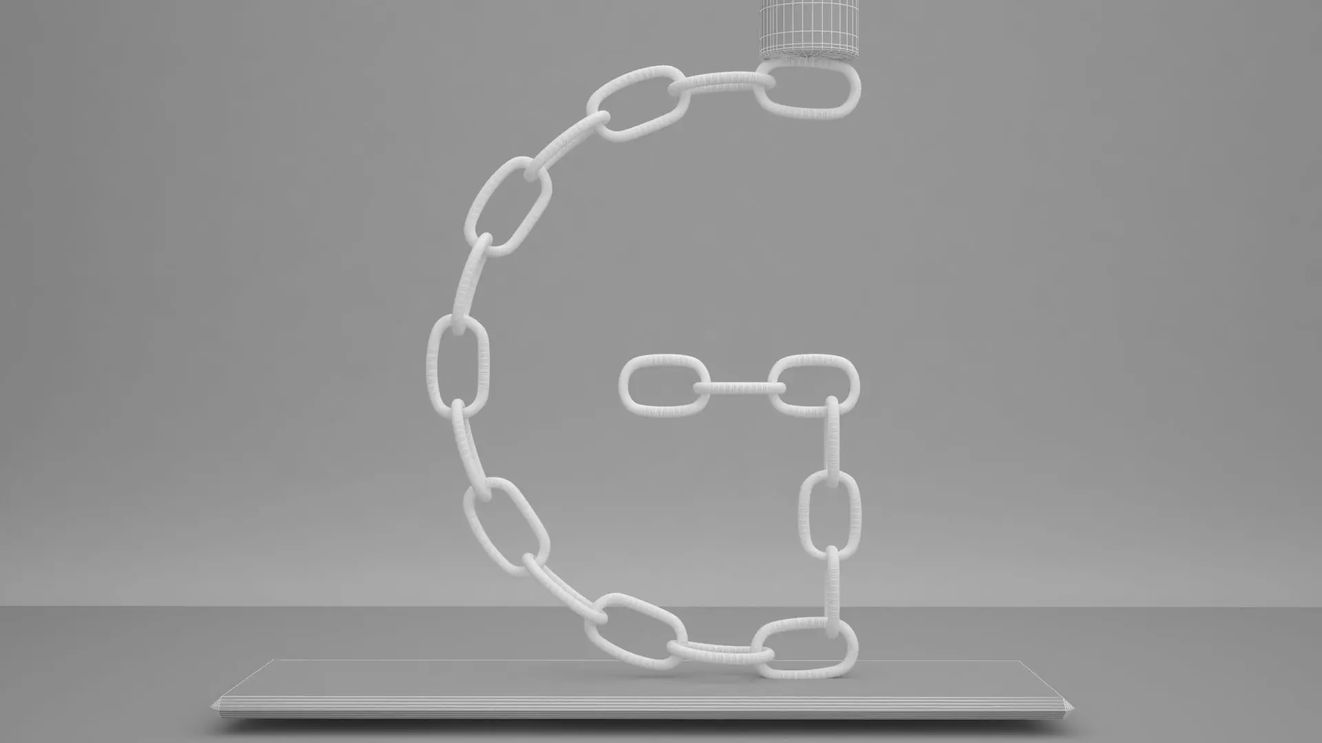 Alphabet Chain G Candleholder Red Glass Color 3D model_5