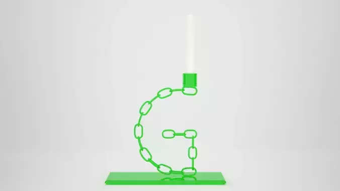 Alphabet Chain G Candleholder Green Glass Color