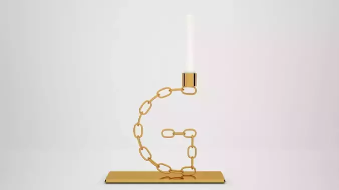 Alphabet Chain G Candleholder Gold Color