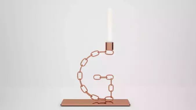 Alphabet Chain G Candleholder Bronze Color