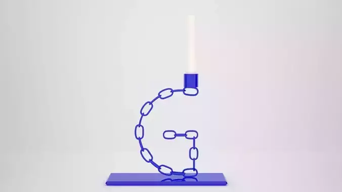 Alphabet Chain G Candleholder Blue Glass Color