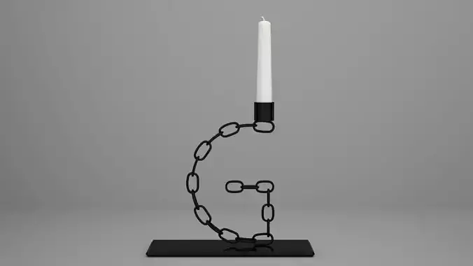Alphabet Chain G Candleholder Black Iron