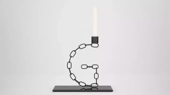 Alphabet Chain G Candleholder Black Glass Color