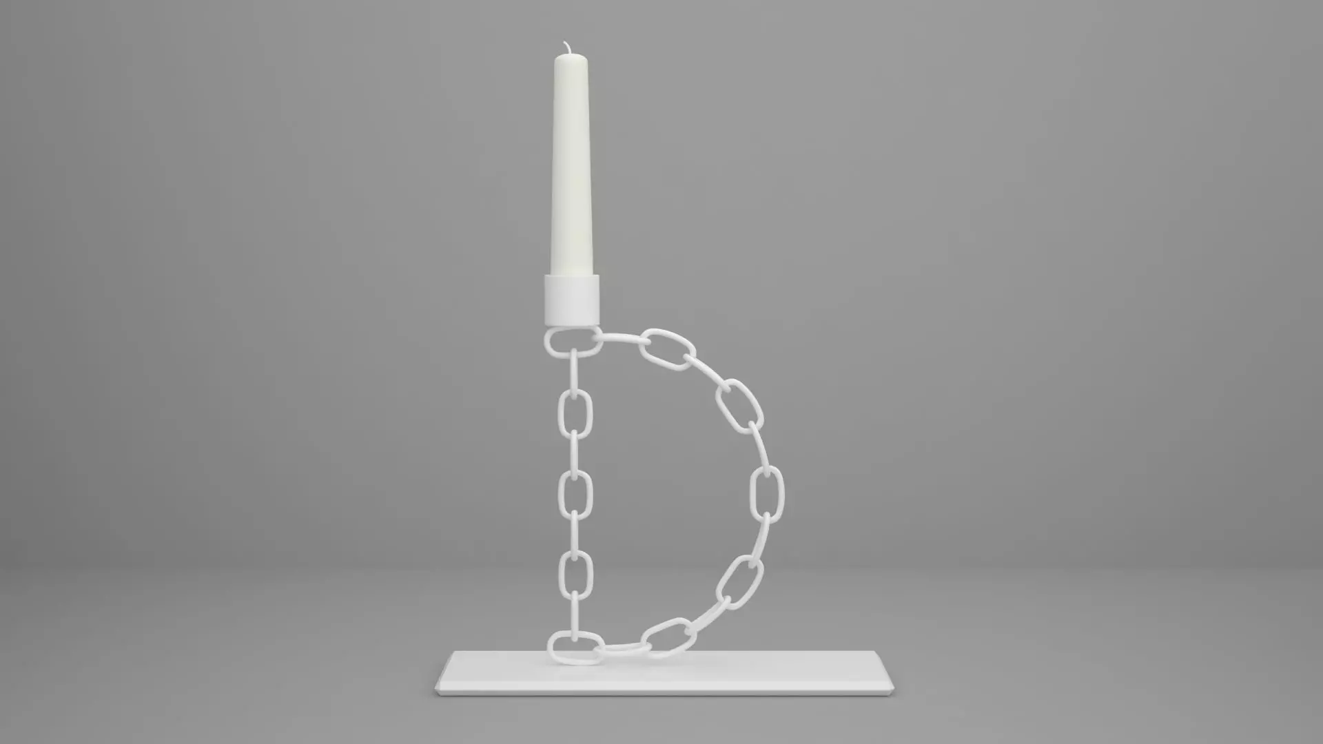 Alphabet Chain D Candleholder White Color 3D model_0