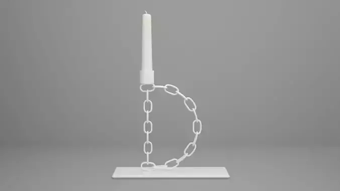 Alphabet Chain D Candleholder White Color