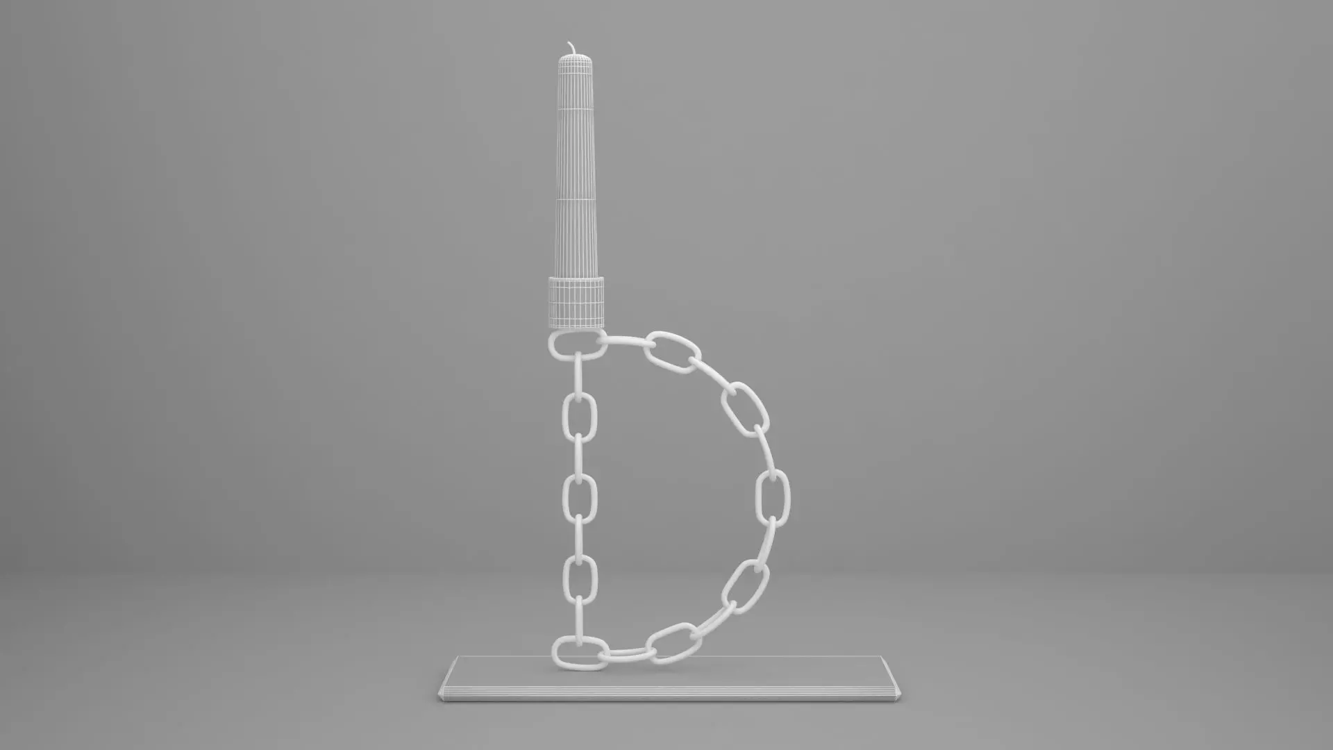 Alphabet Chain D Candleholder White Color 3D model_5