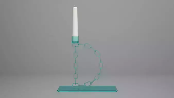 Alphabet Chain D Candleholder Tinted Glass Color