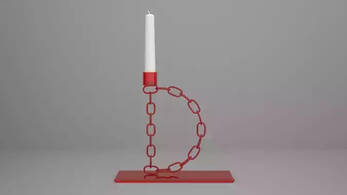 Alphabet Chain D Candleholder Red Glass Color