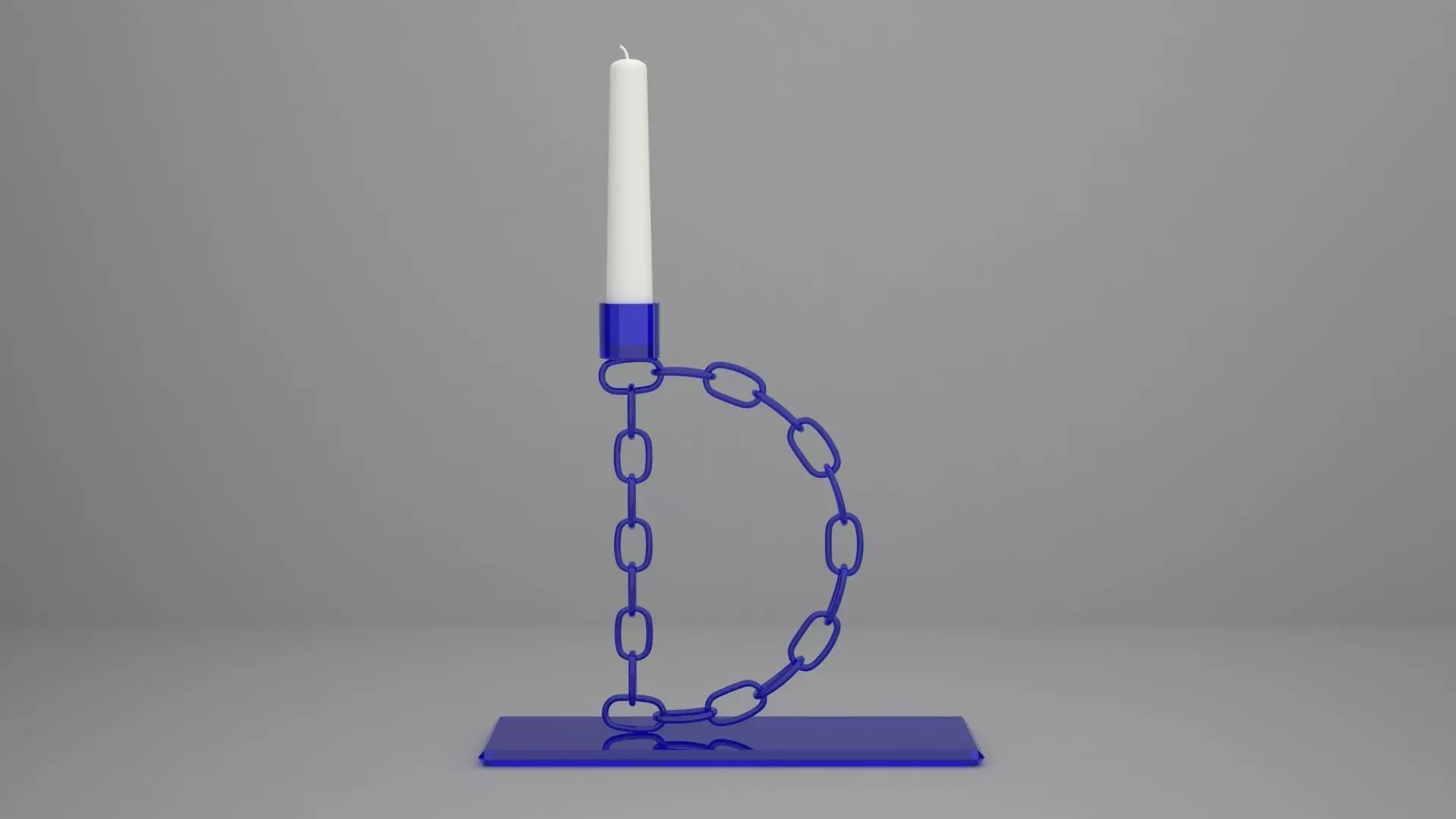 Alphabet Chain D Candleholder Blue Glass Color 3D model_0