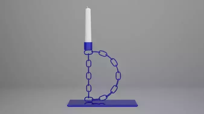 Alphabet Chain D Candleholder Blue Glass Color