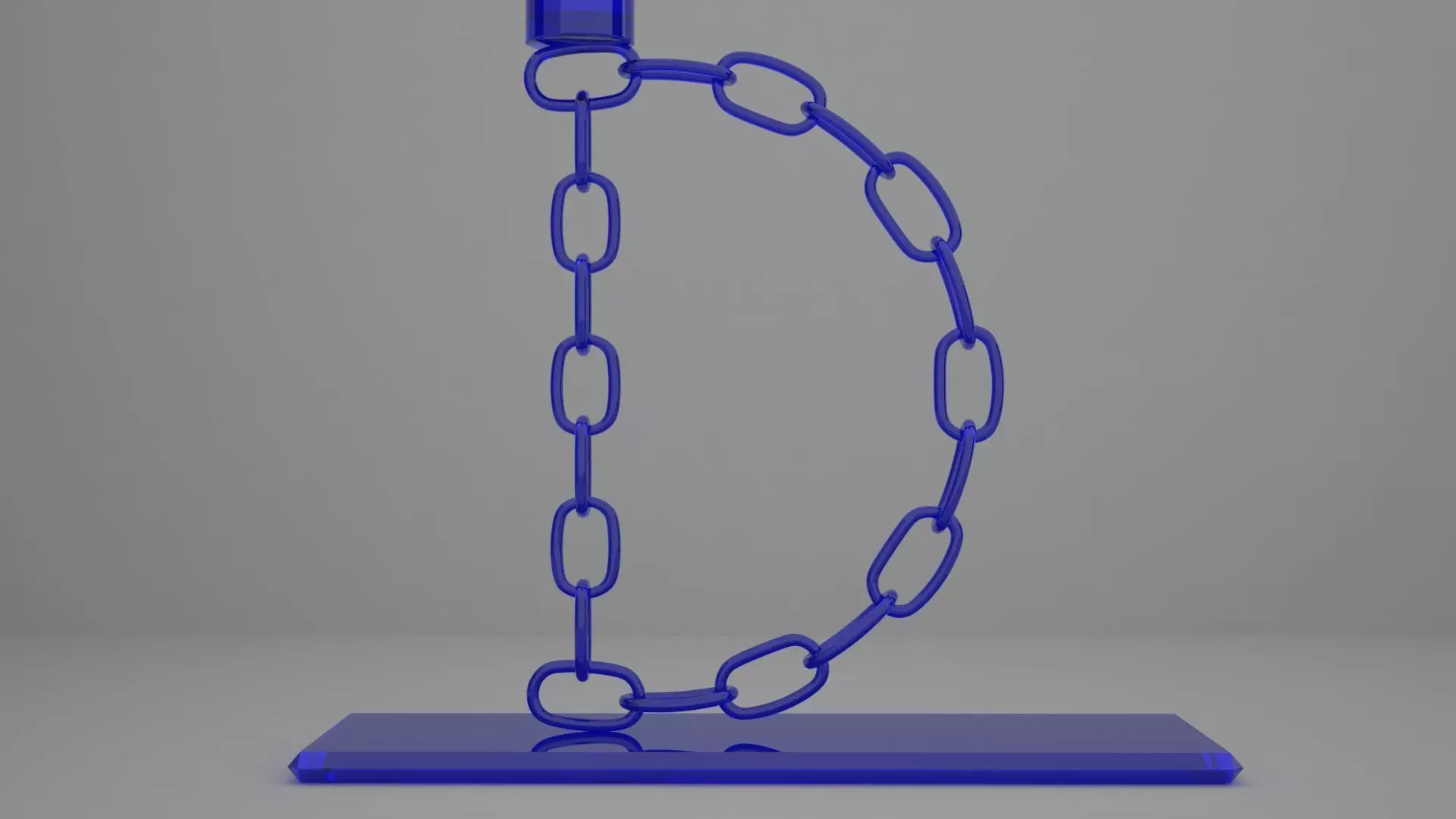 Alphabet Chain D Candleholder Blue Glass Color 3D model_4