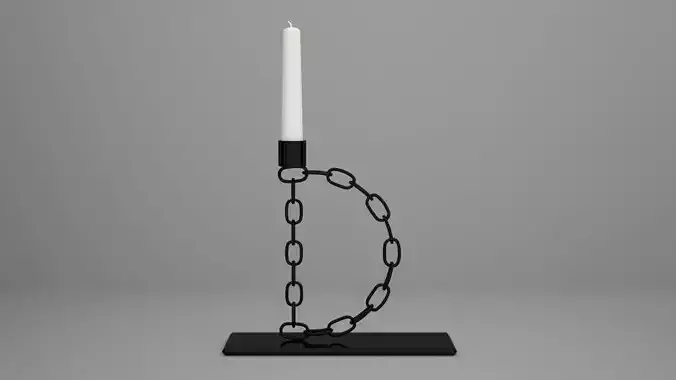 Alphabet Chain D Candleholder Black Iron