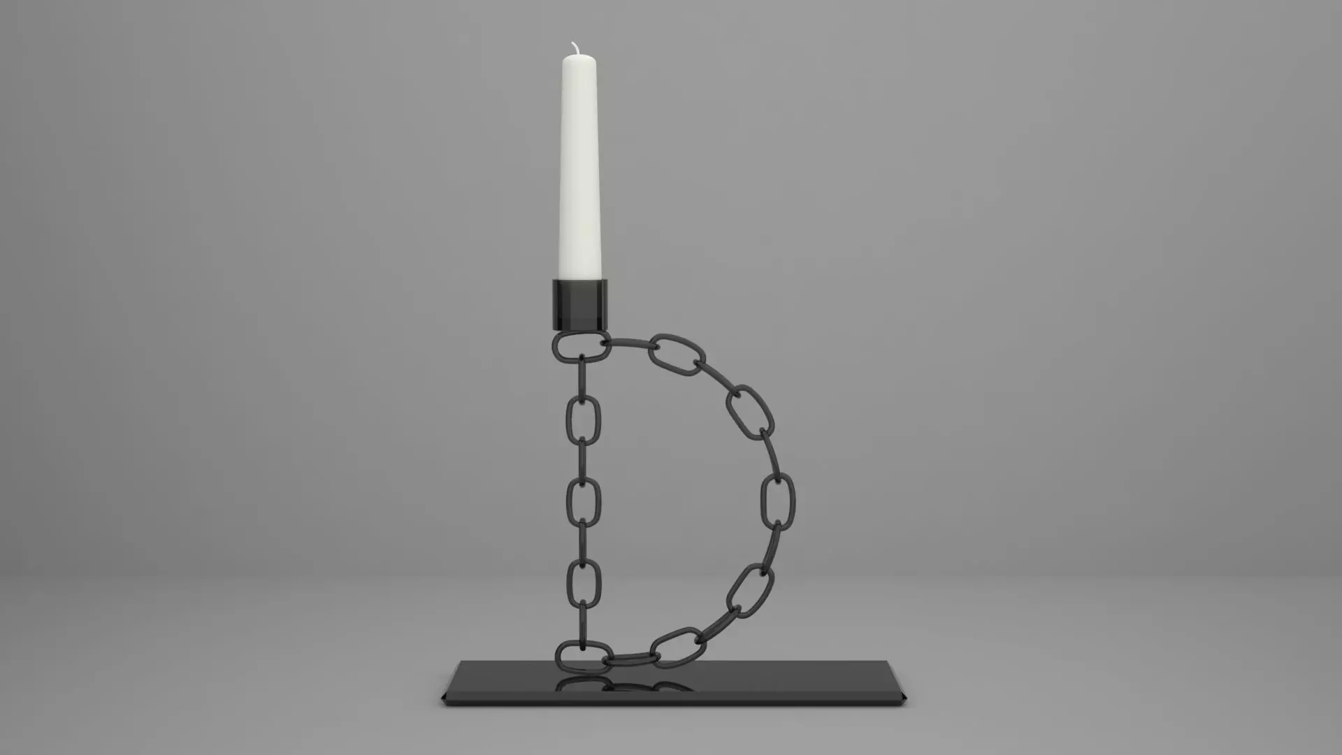 Alphabet Chain D Candleholder Black Glass Color 3D model_0