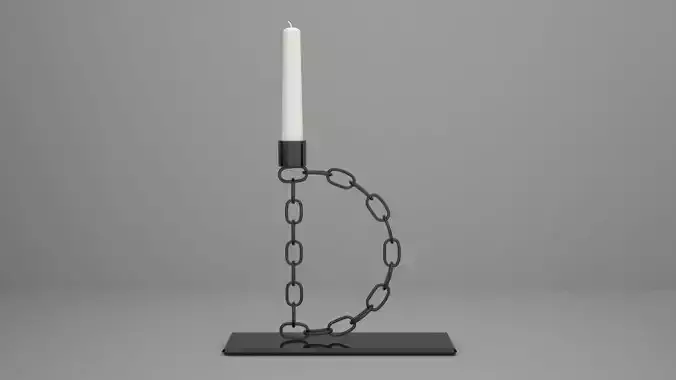 Alphabet Chain D Candleholder Black Glass Color