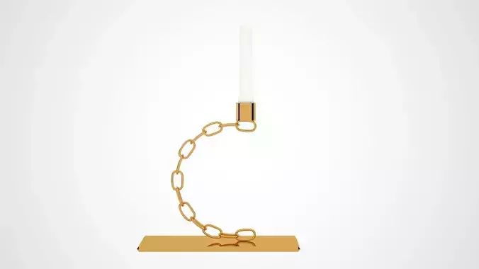 Alphabet Chain C Candleholder Gold Color