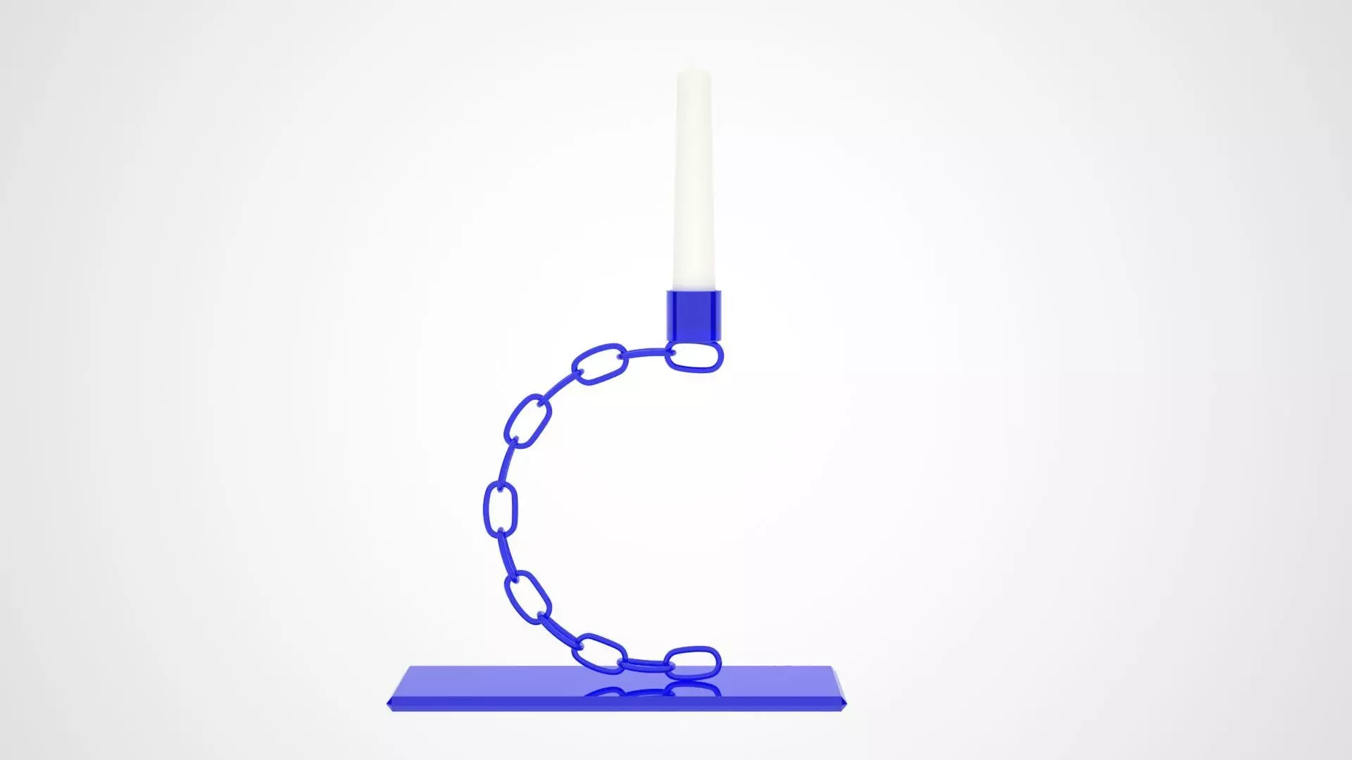 Alphabet Chain C Candleholder Blue Glass Color 3D model_0