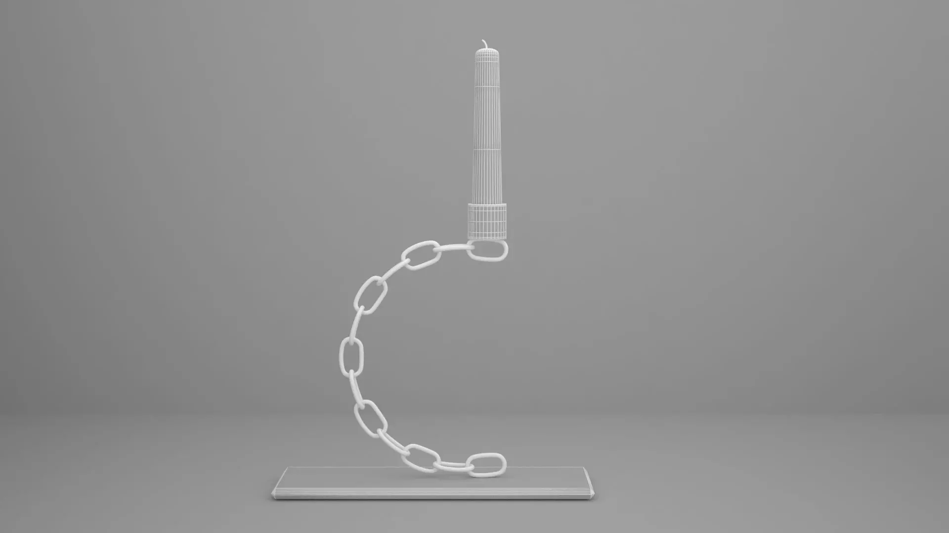 Alphabet Chain C Candleholder Black Iron 3D model_5