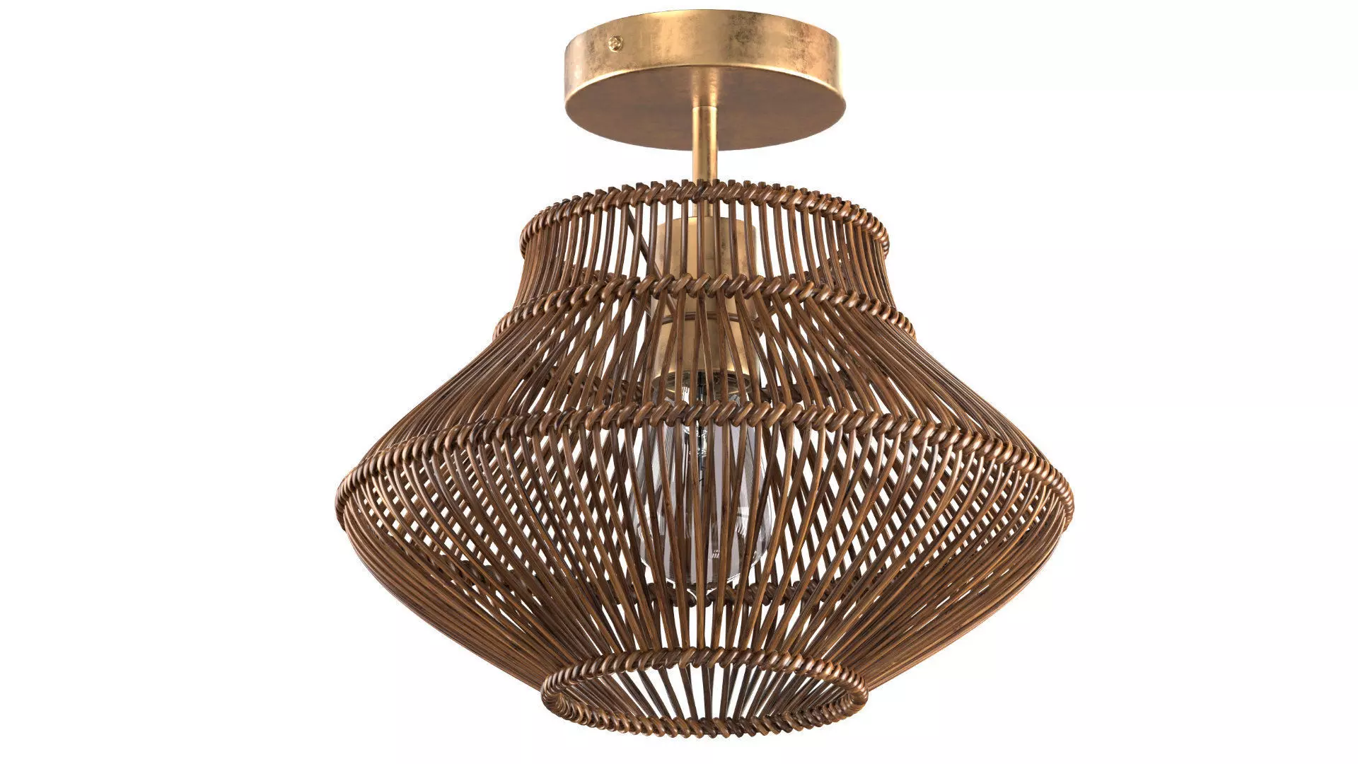 Dark Neher Rattan Semi Flush Mount 3D model_3