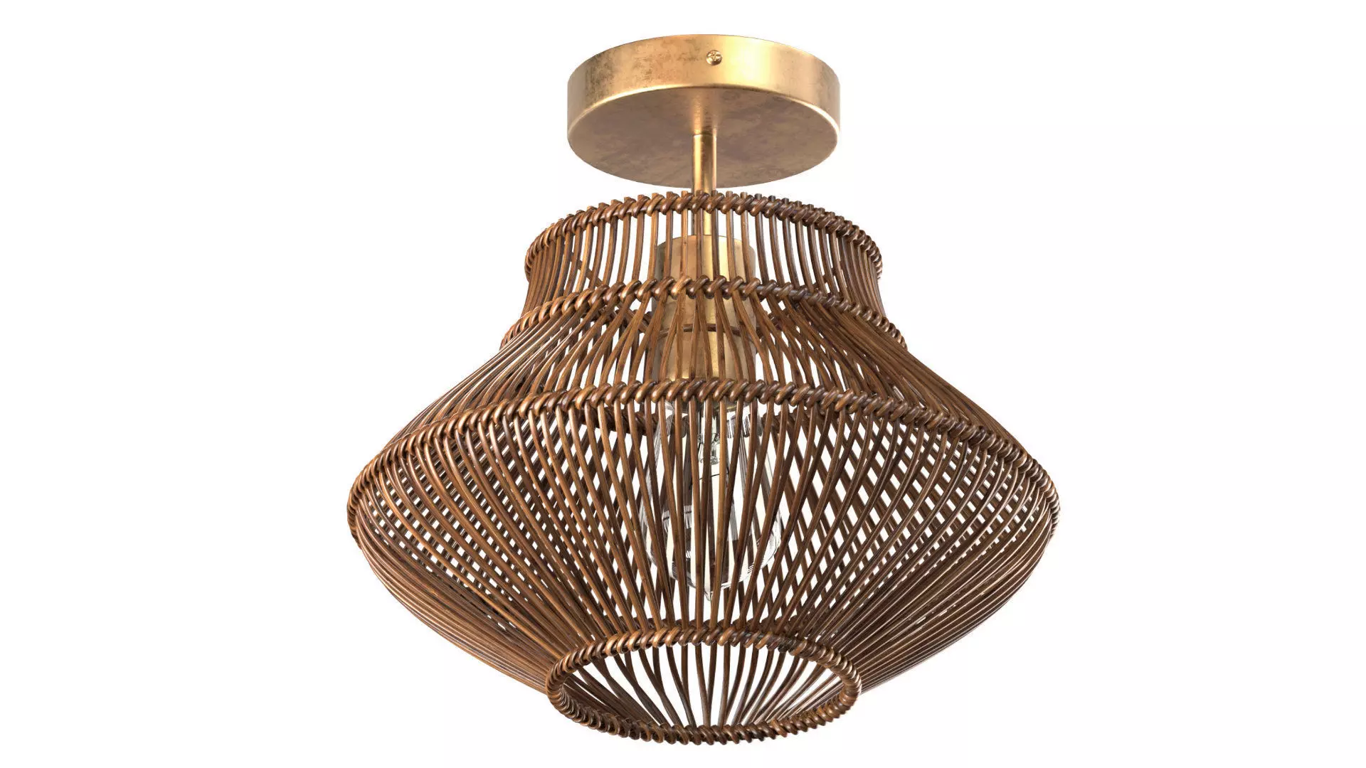 Dark Neher Rattan Semi Flush Mount 3D model_1