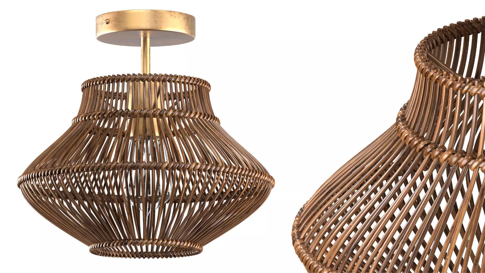 Dark Neher Rattan Semi Flush Mount 3D model_0