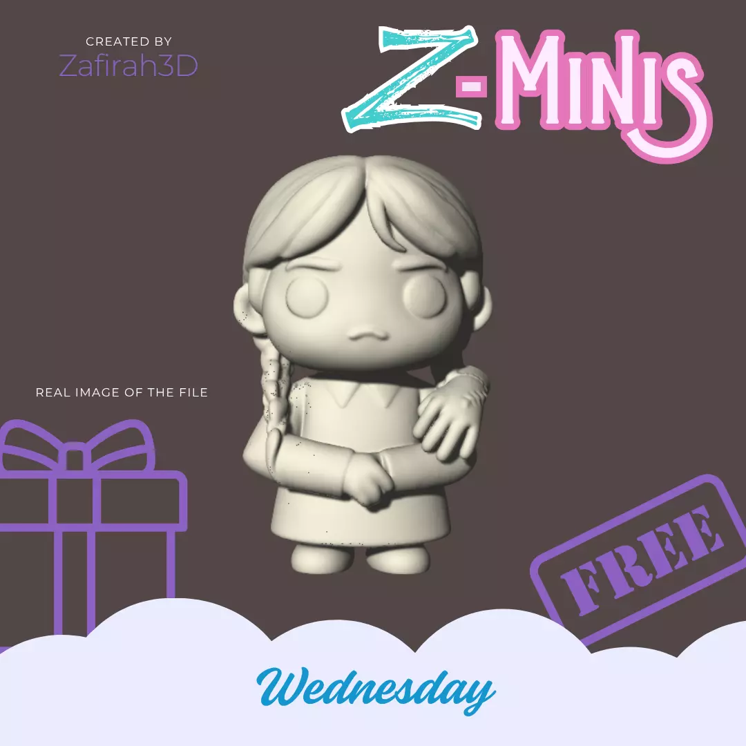 WEDNESDAY ADDAMS FOR FREE Z-MINIS Free 3D print model_1
