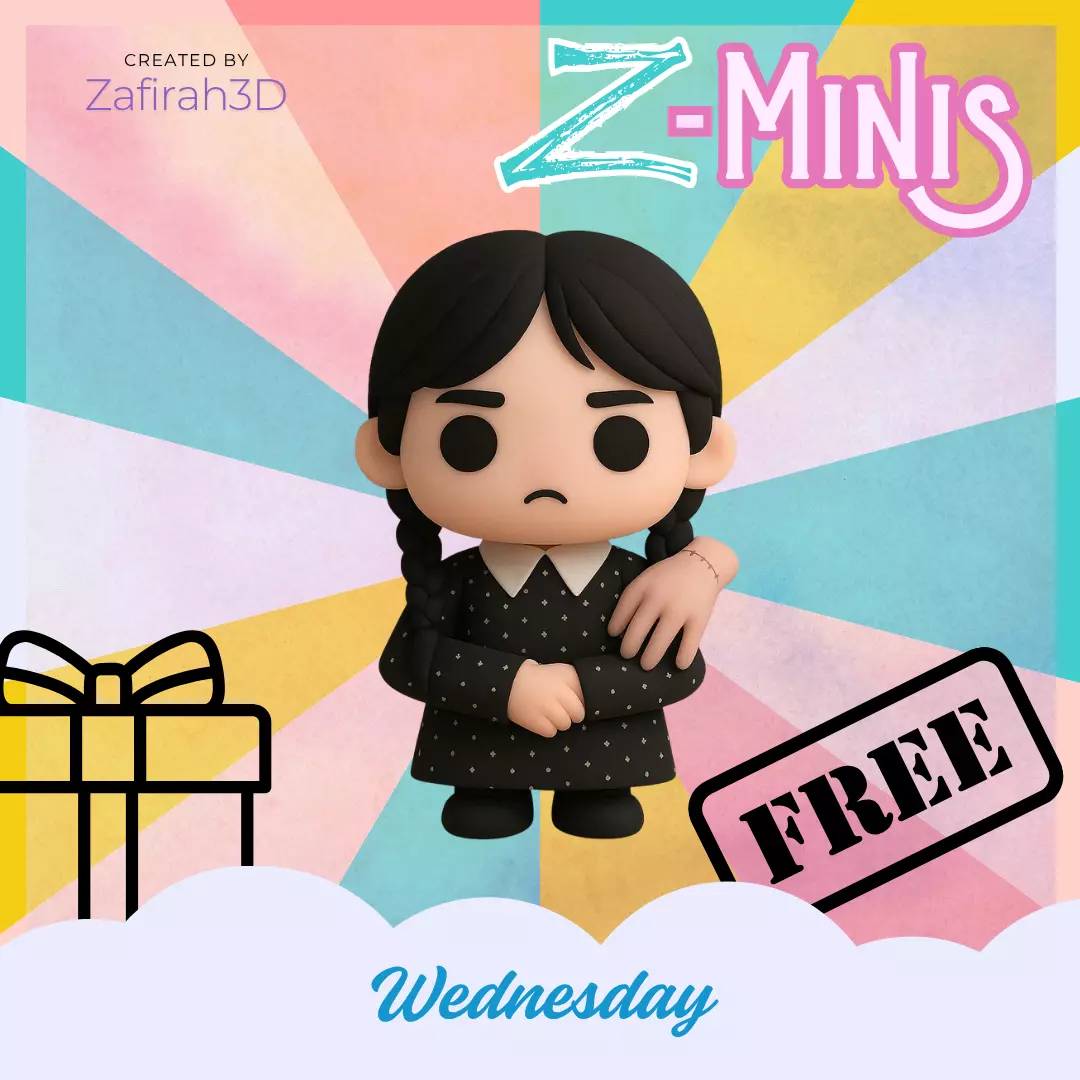 WEDNESDAY ADDAMS FOR FREE Z-MINIS Free 3D print model_0