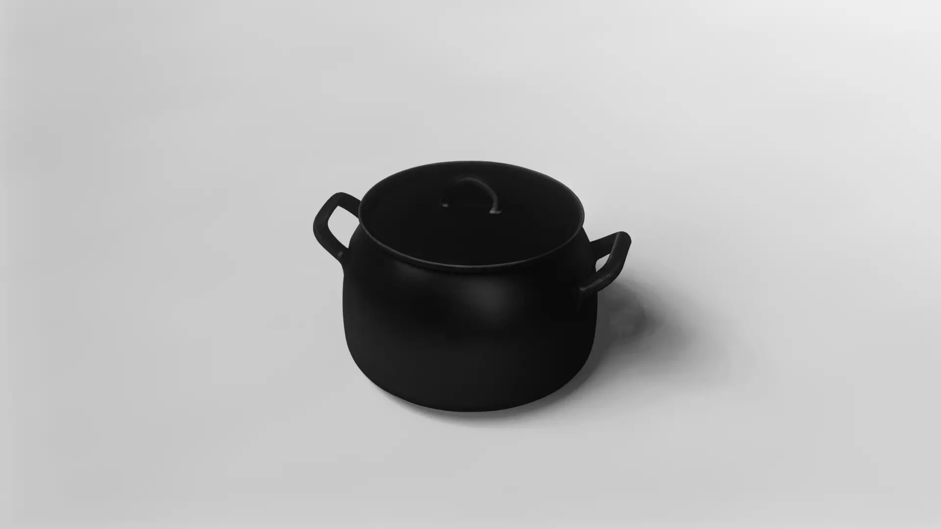 Realistic Black Cast Iron Cooking Pot with Lid 3D model_1