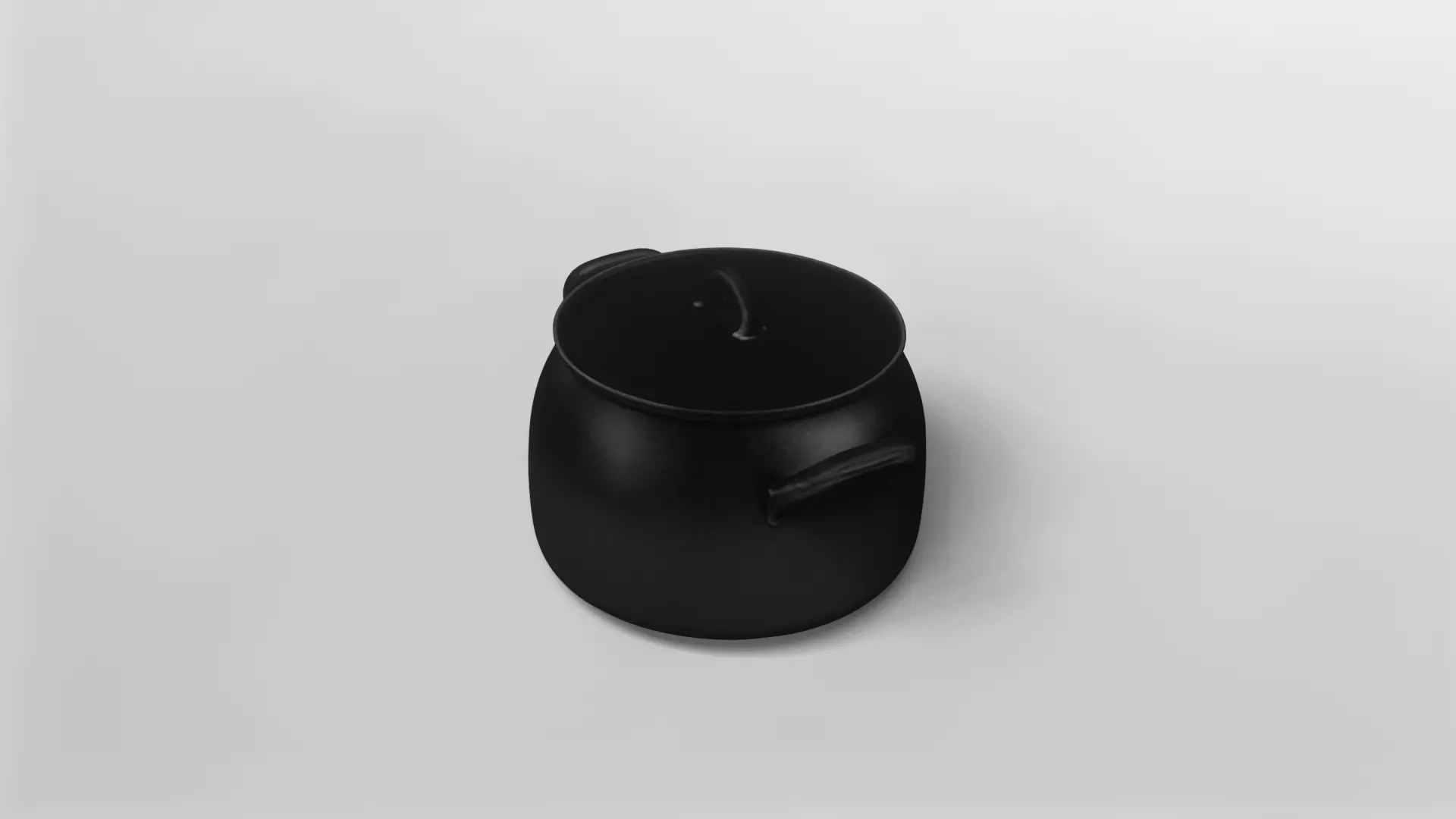 Realistic Black Cast Iron Cooking Pot with Lid 3D model_2